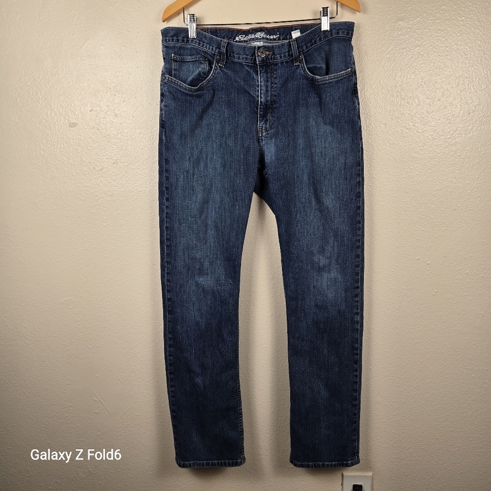 Eddie Bauer‎ Men’s Straight Fit Dark Wash Jeans 36x34 Stretch 5 Pocket